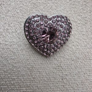 Elegant Pink Heart Crystal Snap on Button Accent (1871)